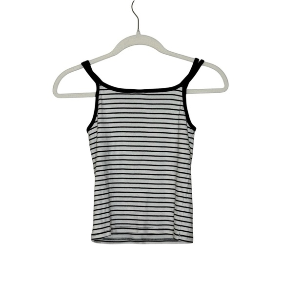Zara Juniors Ribbed Knit Cotton Blend Black & White Striped Tank Top 13-14 - Picture 3 of 8